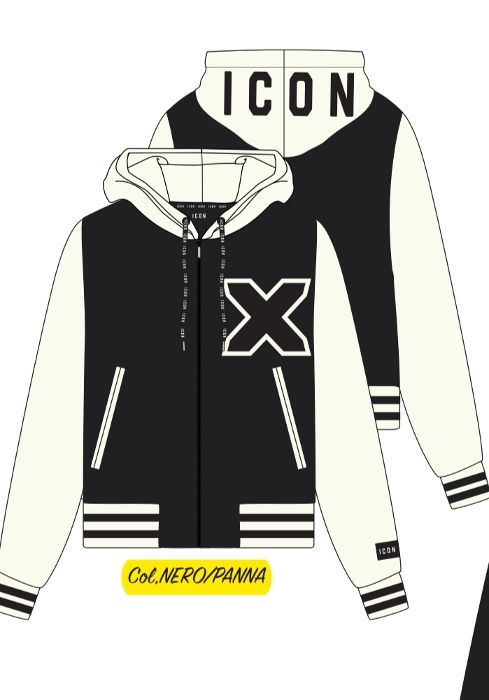 Felpa  c/cappuccio con zip art.IU7072 ICON