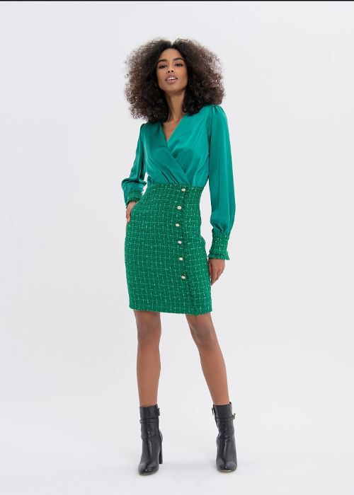 Vestito doppio tessuto con bottoni oro art. WD1005 FRACOMINA