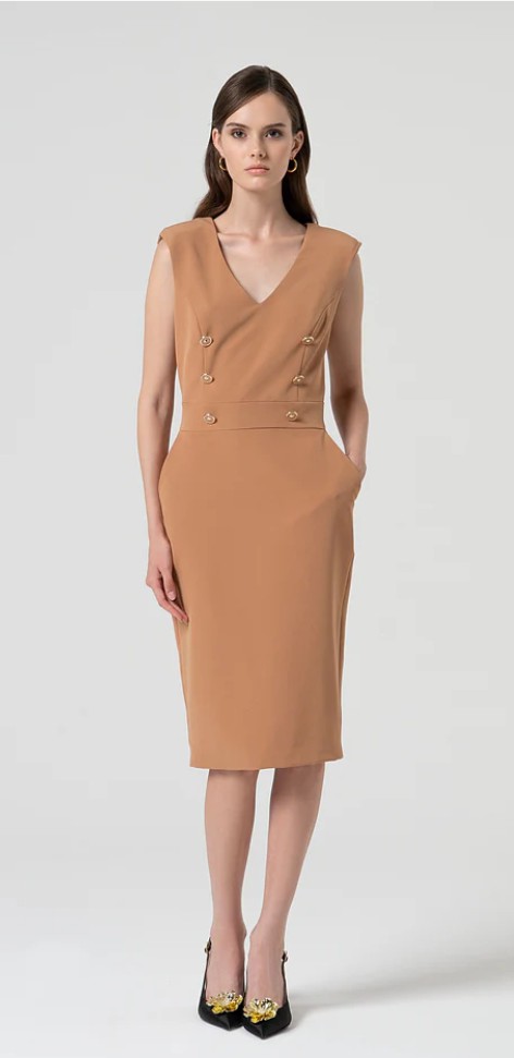 Abito a tubino con bottoni applicati art. SD1005W429 FRACOMINA