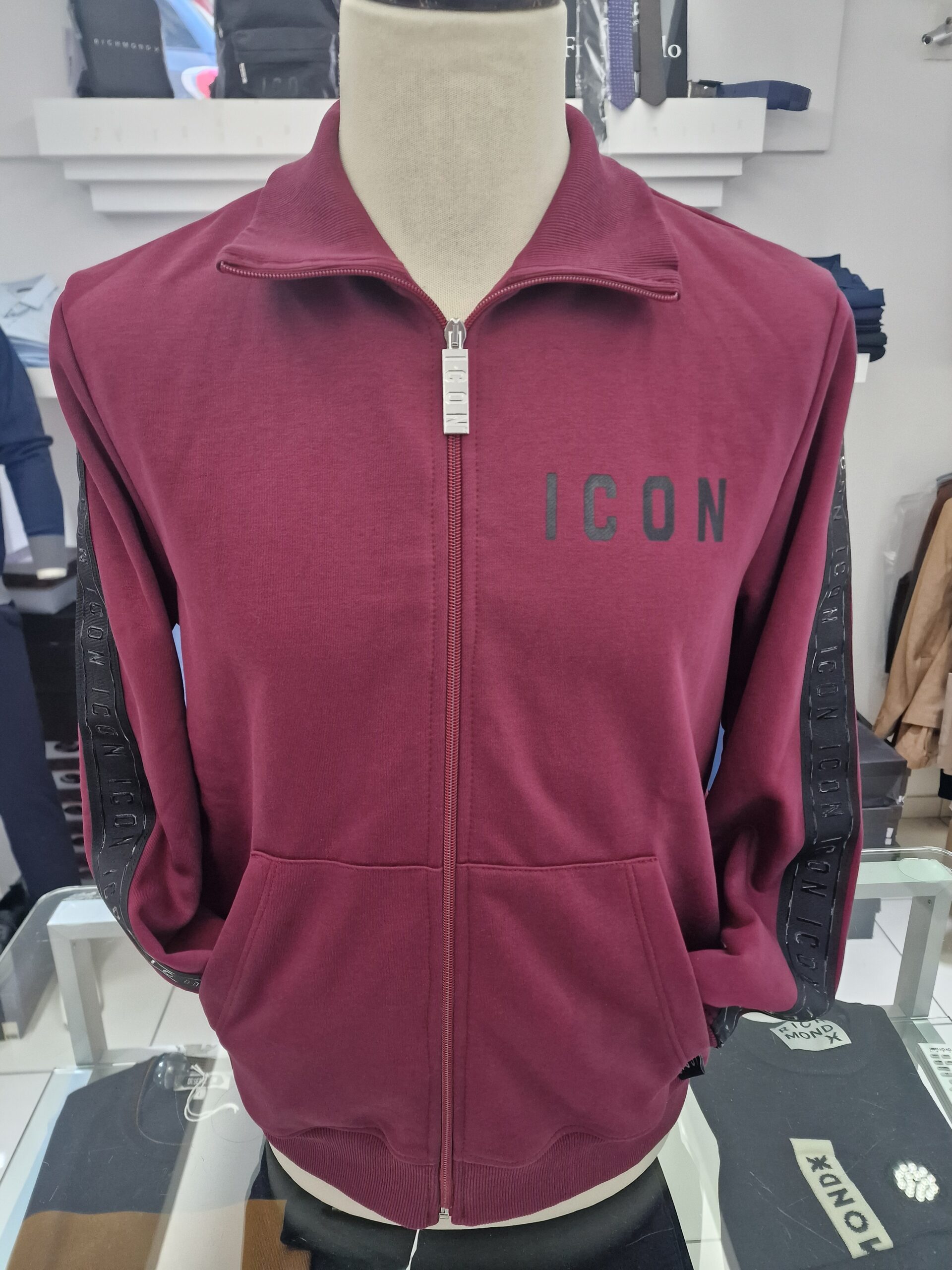 Felpa full zip con bande logate art. ICUF058 ICON