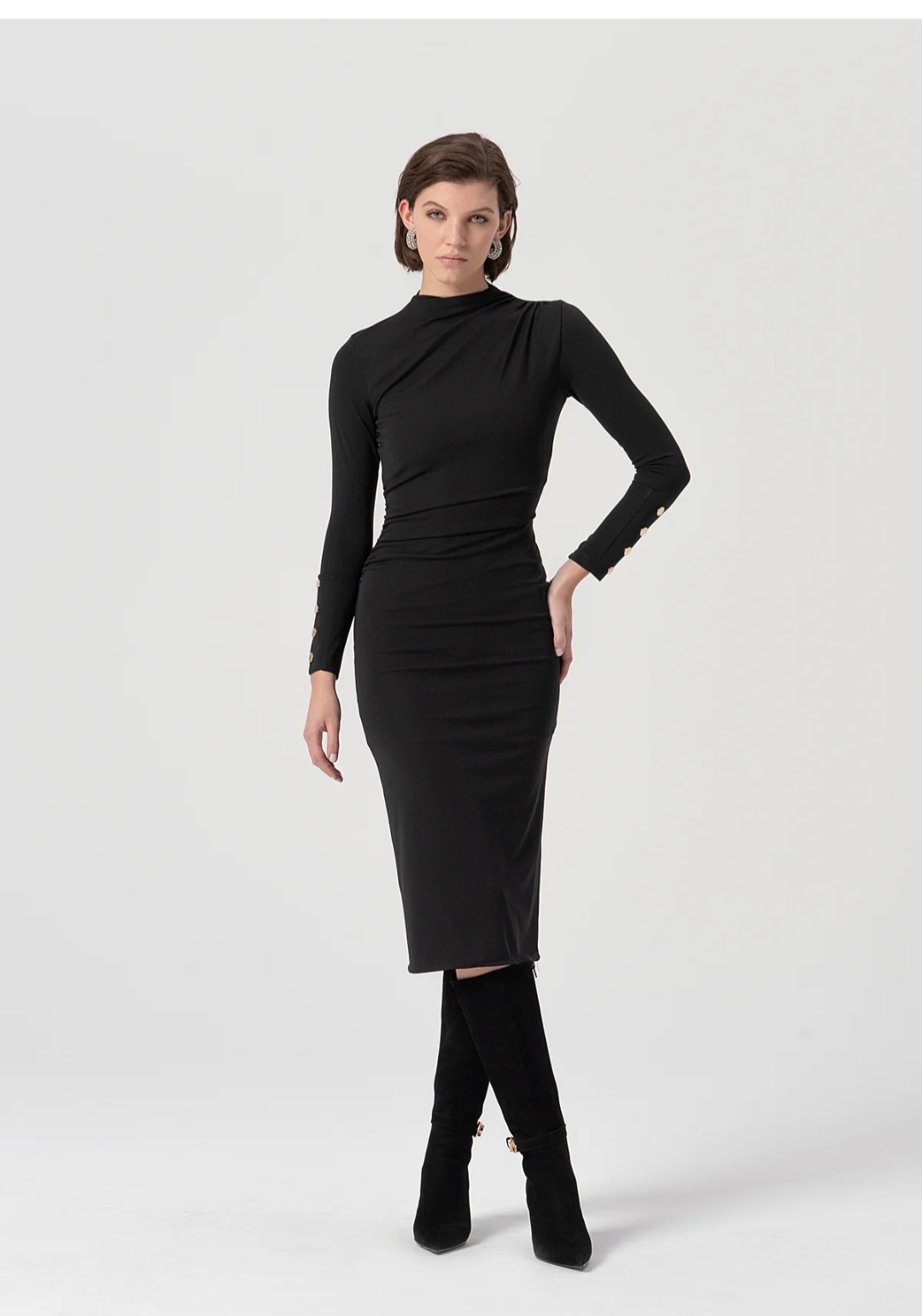 Abito a maglia longuette con bottoni oro nelle maniche art. FSWD2007 FRACOMINA